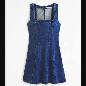 NWT Abercrombie & Fitch Mila Denim A-Line Mini Dress (Dark Wash) - Size Small